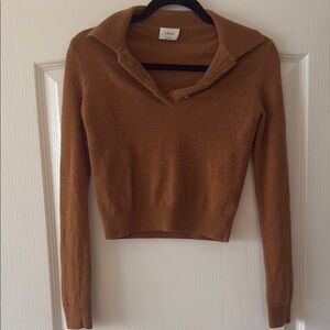 NEW Wilfred Brown Cropped Sweater Merino Wool